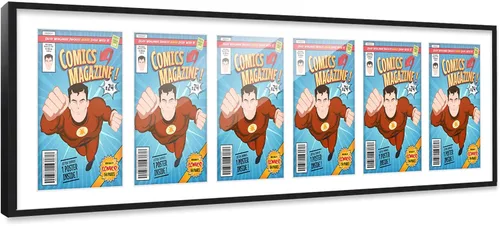 Vista 82 de Poster Palooza Marco de cómic con paspartú para 1 cómic de la Edad de Bronce publicado entre 1970 y 1985, marco de cómic negro para cómic de 7.25 x