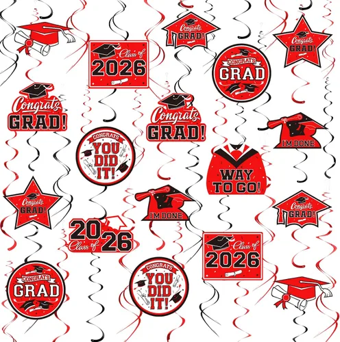Vista 8 de 31 decoraciones de graduación para clase de 2026, remolino colgante de graduación, felicitaciones y decoraciones de fiesta de graduación