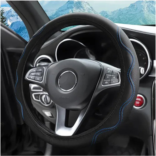 Vista 15 de Funda elástica para volante zipelo de 15 pulgadas, microfibra transpirable de seda de hielo, universal, antideslizante, para automóvil, cálida
