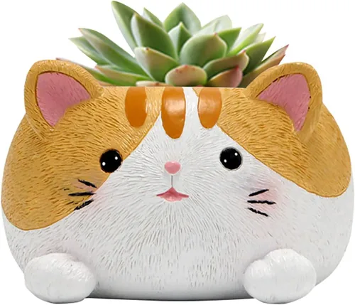 Vista 7 de Maceta de Conejo, Macetas Pequeñas para Suculentas con Drenaje, Bonitas Macetas de Resina para Suculentas con Forma de Conejo, Maceta Decorativa