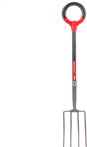 Vista 2 de Radius Garden 25311 Pro-Lite - Horquilla ergonómica de acero al carbono, color rojo