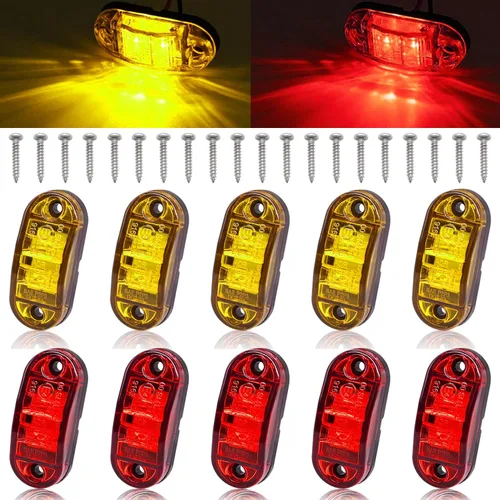 Vista 8 de Tnisesm 6 Piezas Luces LED para Remolque de 2.5 Pulgadas 2 Diodos Impermeables Luces Marcadoras Laterales Ovales de Señales y Circulación para Ámbar