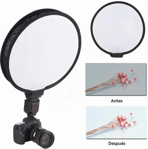 Vista 5 de Difusor Softbox, difusor portátil plegable de nailon de forma redonda de 15.7 in con una bolsa de almacenamiento para luz de flash de cámara