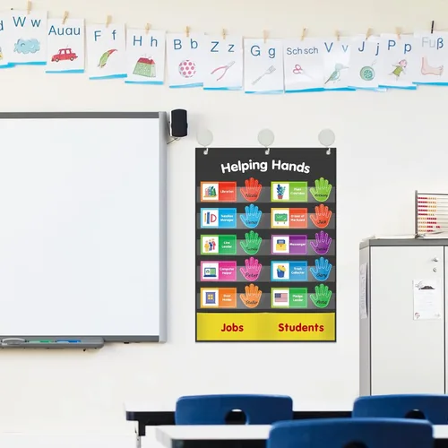 Vista 5 de ABCxGOOD Tabla de Bolsillo Manos que Ayudan, Tabla de Trabajos y Gestión para el Aula, Suministros Esenciales para el Aula Preescolar, Ideal