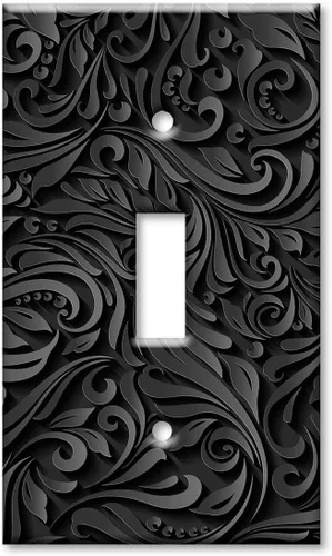 Vista 10 de Art Plates - Placa de interruptor basculante de doble banda (Rocker - GFCI) - Placa de pared - Estampado floral negro - Hecho en Estados Unidos