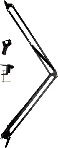Vista 4 de ChromaCast Pro Series - Soporte de escritorio ajustable para micrófono de 38 pulgadas con suspensión de pluma, incluye clip para micrófono