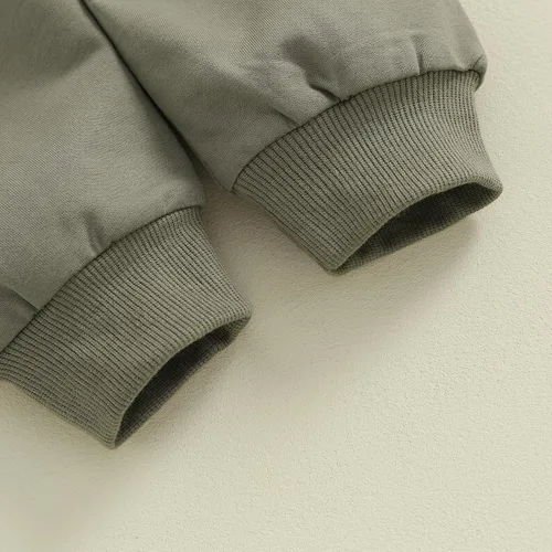 Vista 6 de Conjunto de 2 piezas de ropa de manga larga con cuello redondo y estampado de cuadros de ajedrez para niño pequeño