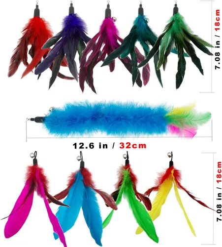 Vista 2 de CATENESS Recambios de juguetes de plumas para gatos, 10 piezas de repuesto para gatos