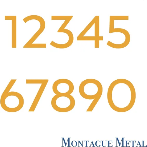 Vista 4 de Montague Metal Products MHN-08-F-GD1-0 Números de casa de dirección flotantes modernos de aluminio cepillado sólido, 8 pulgadas, oro recubierto