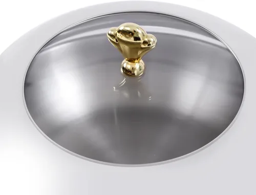 Vista 5 de Plato redondo para rozar, bandeja calentadora de bufé de acero inoxidable de 3.17 cuartos de galón con tapa y soporte de combustible para cocina