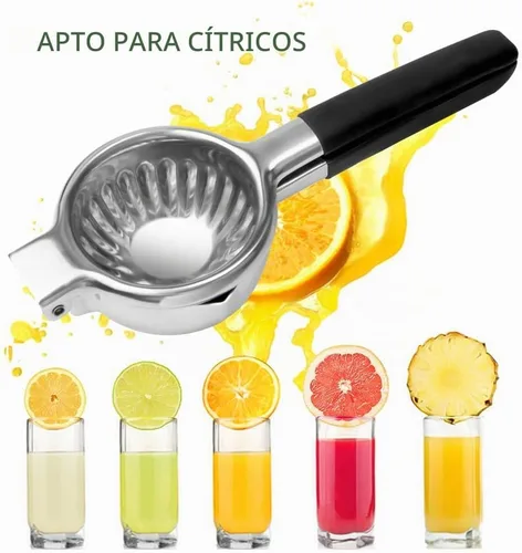 Vista 5 de Exprimidor de limón de acero inoxidable, exprimidor de limón y frutas con asas de silicona, exprimidor manual grande de cítricos