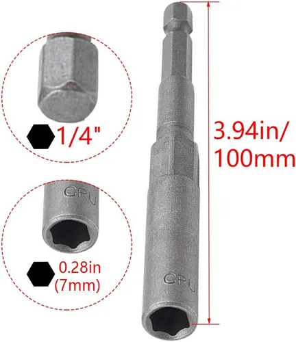 Vista 2 de Auniwaig 2 piezas de 1/4 de pulgada de cambio rápido hexagonal tuerca destornillador broca, 0.276 in tuercas eléctricas herramientas de broca