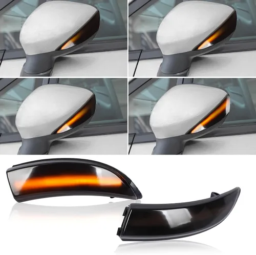 Vista 8 de [2 piezas] Luces de señal de giro secuenciales de espejo lateral para Ford Edge 2015 2016 2017 2018 lente ahumada ensamblada FT4B13B382AA
