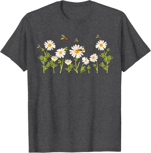 Vista 30 de Marguerites Daisy - Camiseta de verano con margaritas de jardín de flores, Negro, S