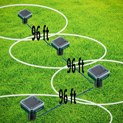 Vista 5 de Paquete de 2 estacas repelentes de topos – Repelente ultrasónico alimentado por energía solar – Disuasorio sónico de topos y campañoles para césped