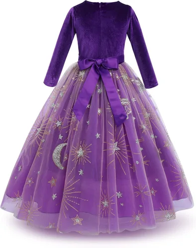 Vista 2 de Vestido de terciopelo de invierno para niñas, vestido de fiesta de Navidad, vestido de baile de manga larga, vestidos de noche de boda para niños