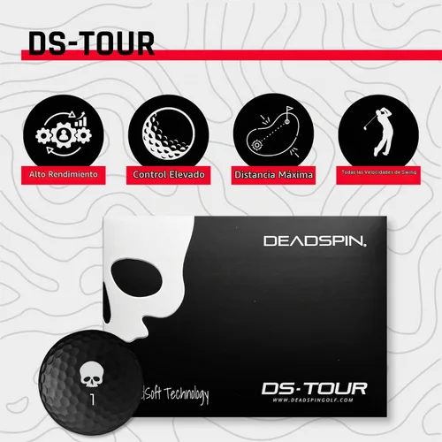 Vista 2 de Deadspin Golf Pelotas de golf premium con núcleo DeadSoft y patrón de hoyuelos para máxima distancia y control DS Tour - Negro