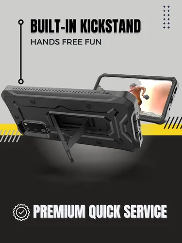 Vista 4 de ArmadilloTek Vanguard - Funda diseñada para Samsung Galaxy S20+Plus (versión 2020) de grado militar, cuerpo completo, resistente, con soporte