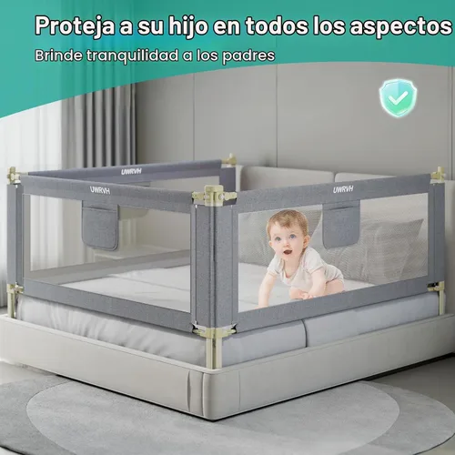 Vista 2 de Barandilla de cama para niños pequeños, protector de cama de 59