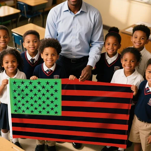 Vista 7 de Bandera de Liberación Africana 3x5 pies resistente para exterior, bandera Pan-Africana Afro-Americana doble cara de 210D, franjas rojas, negras