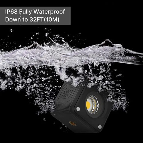 Vista 2 de ULANZI Luz de video LED impermeable IP68 Kit de iluminación de cámara Mini cubo con 8 filtros de gel de color, luz de fotografía de relleno portátil
