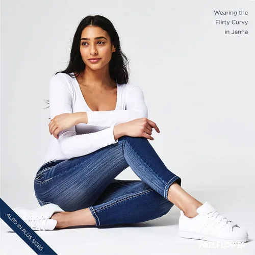 Vista 9 de WallFlower Pantalones de mezclilla Flirty con curvas y cintura alta Insta Stretch para mujer (estándar y más)
