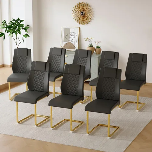Vista 38 de gopop Juego de 4 sillas de comedor, modernas sillas de cocina y comedor con patas de metal galvanizado, sillas laterales tapizadas para comedor