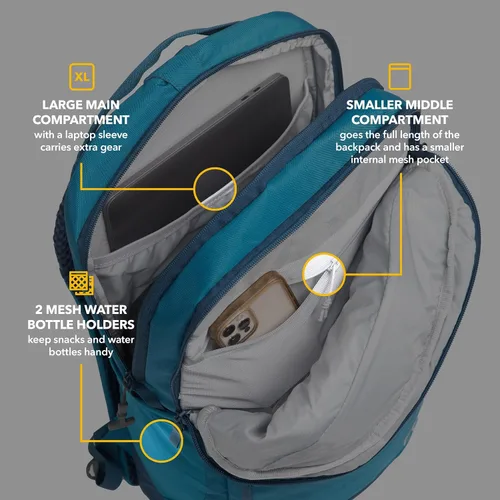 Vista 4 de RTIC Mochila de viaje por carretera para senderismo, viajes, computadora, negocios, trabajo, viajes, viajes, hombres, mujeres, adultos, grande