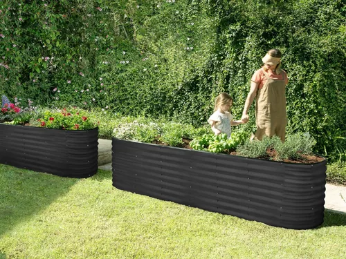 Vista 4 de Plant & Plot Camas de jardín elevadas galvanizadas para exteriores/ Jardinera elevada de 8 x 2 x 2 pies para jardinería, verduras, flores (negro)