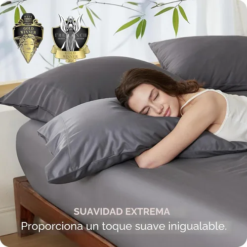 Vista 4 de Bedsure Fundas de almohada de tamaño estándar, fundas de almohada refrescantes, rayón derivado de bambú, color gris oscuro, juego de 2, fundas de 01