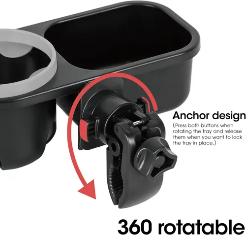 Vista 4 de Bandeja universal para refrigerios para cochecito con soporte para tazas, accesorio 2 en 1 (verde)