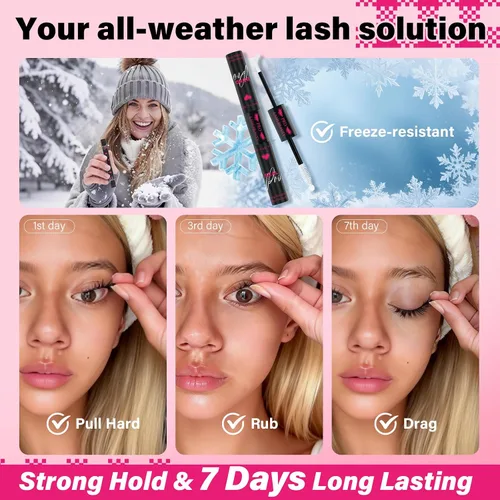 Vista 4 de PROLASHBEAUTY - Pegamento transparente de racimo de pestañas para 7 días de larga duración, pegamento impermeable para pestañas y sellado