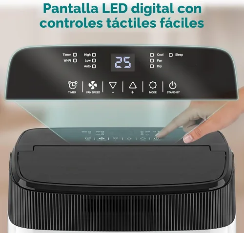 Vista 8 de SereneLife Aire acondicionado portátil de 8000 BTU con WIFI Enfriamiento 3 en 1, ventilador y deshumidificador Temporizador de 24 horas de hasta