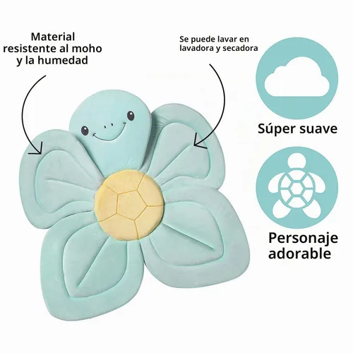 Vista 6 de Nuby Turtle - Cojín de baño para bañera o fregadero, tela suave y fácil de secar, 0-6 meses, turquesa