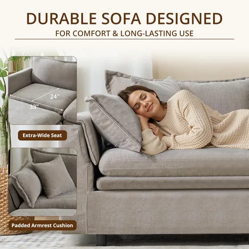 Vista 5 de Sofá modular modular de 113.4 pulgadas con otomana de almacenamiento Gris