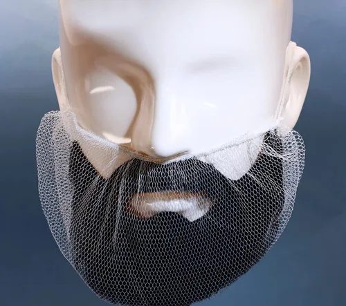 Vista 3 de ONLYKXY 50 piezas de cubierta de barba de nailon blanco protector de barba para hombres, servicio de alimentos, cocina, limpieza, construcción