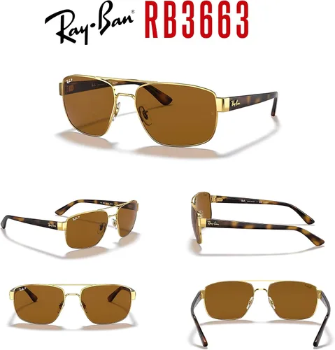 Vista 7 de Ray-Ban RB3663 - Gafas de sol rectangulares para hombres + paquete con KIT DE ACCESORIOS PARA GAFAS