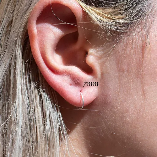 Vista 66 de Aretes de plata de ley abiertos para cartílago, tragus, delgados, calibre 22