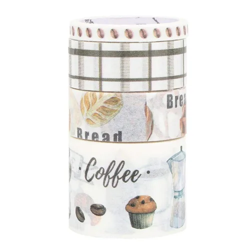 Vista 9 de Washi - Juego de 4 cintas adhesivas decorativas para diarios de viñetas, álbumes de recortes, estilo cultural café, cinta Washi para álbumes