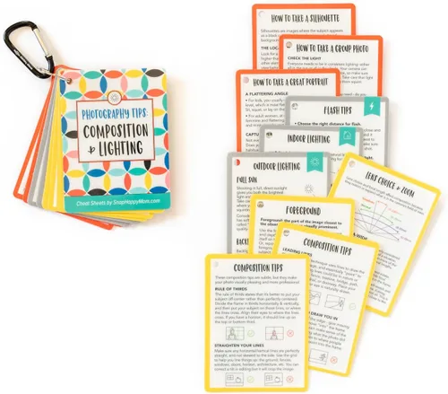 Vista 6 de Consejos de fotografía: tarjetas de composición e iluminación Tarjetas de referencia rápida de tamaño bolsillo para principiantes Snap Happy Mom