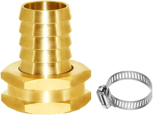 Vista 22 de Joywayus 1/2" Barb x 3/4" Hembra GHT Rosca Giratoria Hexagonal Latón Jardín Manguera de Agua Conector de Cobre con Abrazadera de Acero Inoxidable