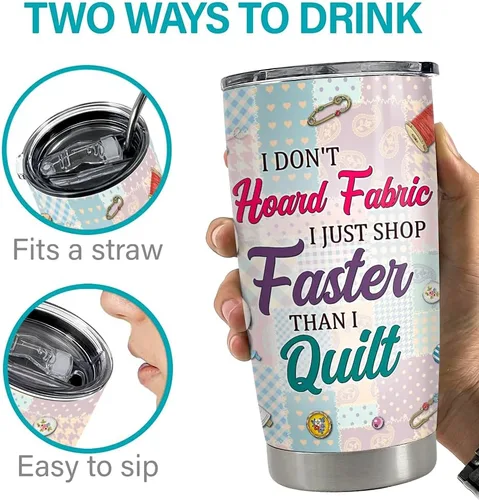 Vista 7 de SANDJEST Vaso de costura de 20 onzas para amantes de la costura, regalo para mujeres de alcantarillado, vasos aislados de acero inoxidable, taza