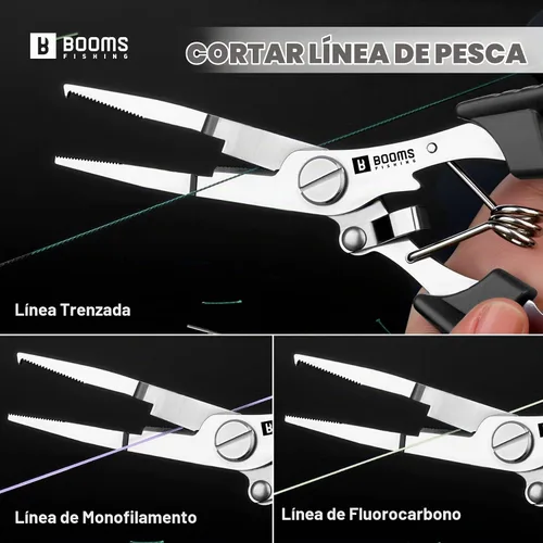 Vista 3 de Booms Fishing H01 Small Fishing Pliers Scissors Braid Cutters Stainless Steel Fishing Tools Split Ring Pliers Hook Remover A: recto con cordón