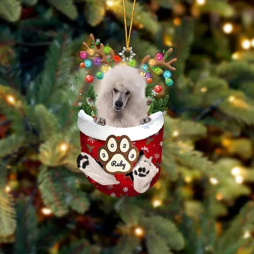 Vista 56 de Adornos personalizados de Pug cervatillo – Decoración personalizada para árbol de Navidad con patas de bolsillo de nieve