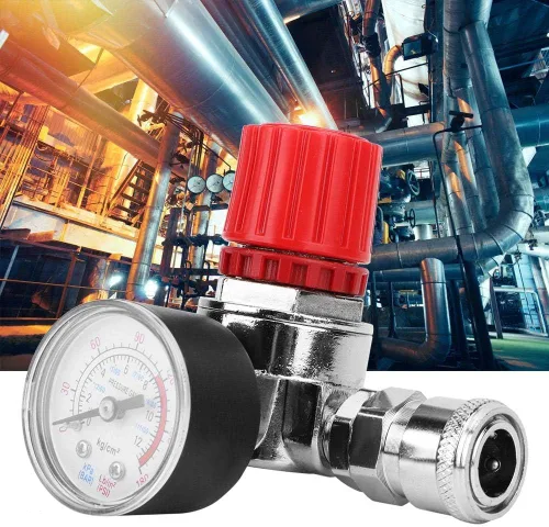 Vista 5 de Regulador de presión del compresor de aire con indicador de dial, válvula de control ajustable de aleación de zinc para accesorios