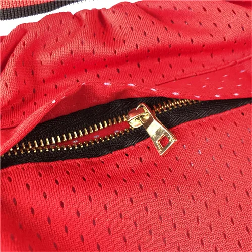 Vista 5 de Pantalones cortos de baloncesto para hombre, estilo retro, con bolsillos, malla de secado rápido, Rojo