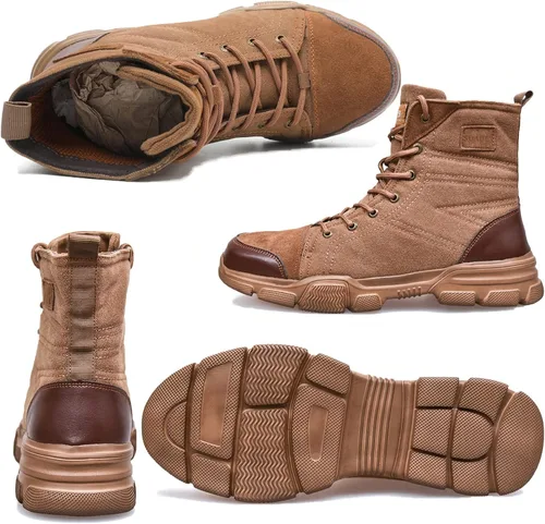 Vista 4 de SUADEX botas con puntera de acero para hombre botas militares de trabajo zapatos de trabajo indestructibles para mujeres deportivos puntera compuesta