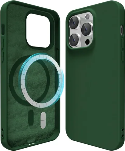 Vista 113 de oakxco Funda de silicona para iPhone 12 Pro Max, magnética, compatible con carga inalámbrica Magsafe, cubierta protectora de goma suave y delgada