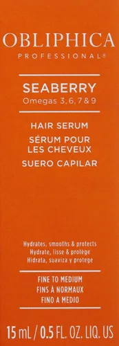 Vista 2 de Obliphica Seaberry Serum para cabello medio y curso, vitaminas y omegas para cabello libre de encrespamiento y nutrido, suero para cabello seco