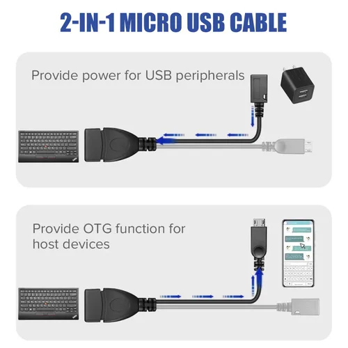 Vista 4 de Eanetf Cable OTG para fire Stick, cable micro OTG para Samsung Galaxy, Amazon Fire TV, compatible con LG HTC, Android, tableta, host micro USB